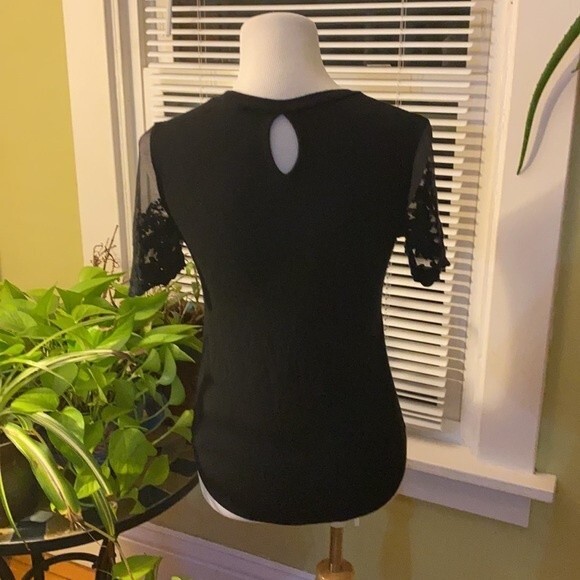 Black Lace Sleeve Top - Picture 4 of 5